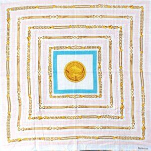 Vintage Burberrys Lightweight Handkerchief Light Pink Gold Blue